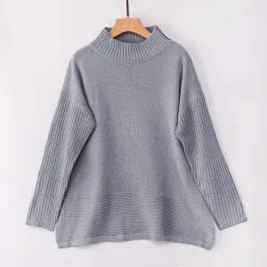 Autumn and Winter Sweater Women's Long-sleeved Round Neck Three-color Loose Pregnant Women's Knit Top