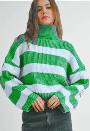 Carli Stripe Turtleneck Sweater