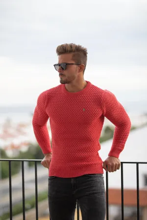 Father Sons Coral Knitted Weave Super Slim Jumper With Metal Decal - FSJ021