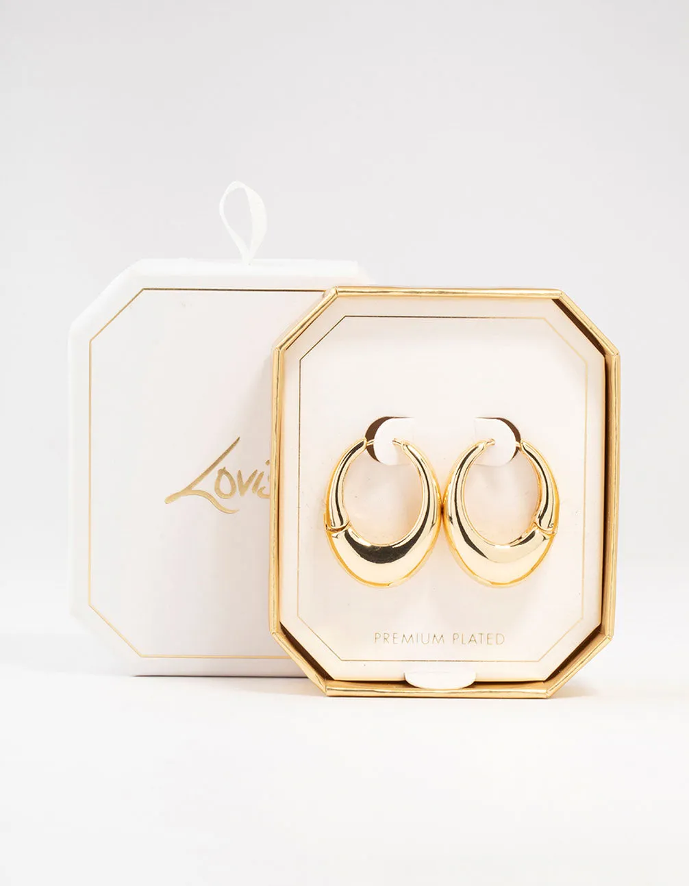 Gold Plated Mega Oval Hoop Earrings