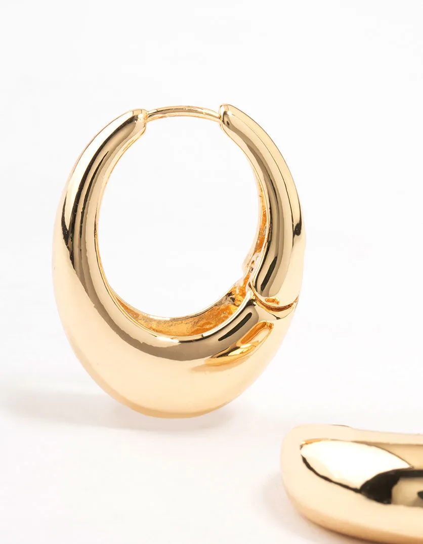 Gold Plated Mega Oval Hoop Earrings