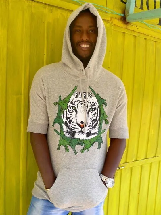 Grey sweatshirt with Eiffel tower and tiger print