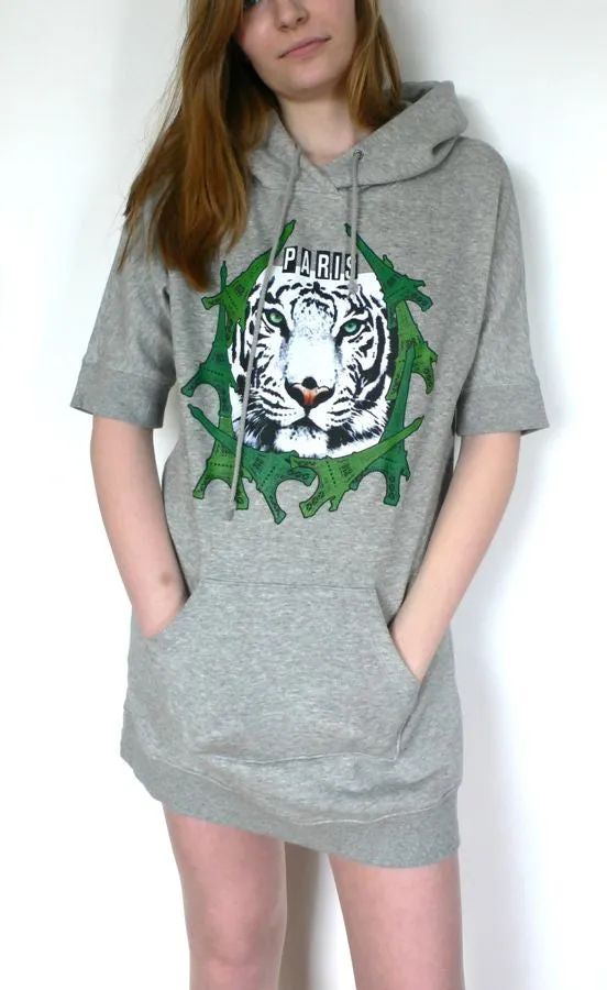 Grey sweatshirt with Eiffel tower and tiger print