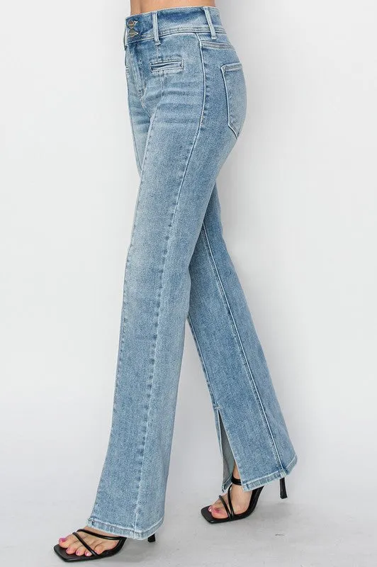 HR ANKLE STRAIGHT FRONT SLIT JEAN BY RISEN