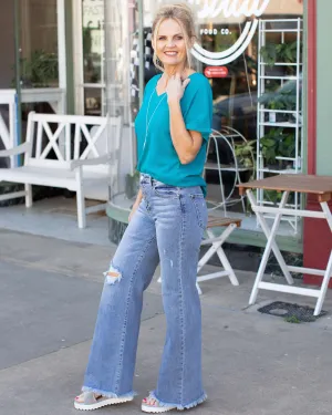 MR BUTTON DOWN WIDE LEG JEAN BY RISEN