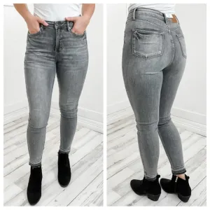 NWT Judy Blue | Grey High Waist Tummy Control Release Hem Skinny Jeans 14W