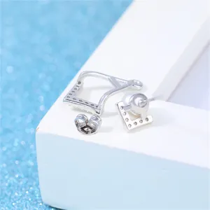Pearl & Cubic Zirconia Silver-Plated Rhombus Ear Jackets