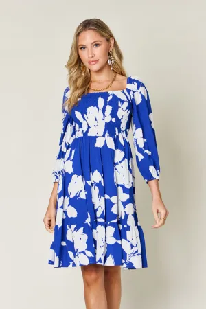 PREORDER Floral Ruffle Hem Smocked Dress with Pockets