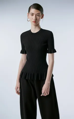 Sweater / JNBY Slim-fit Ruffle-hem Sweater